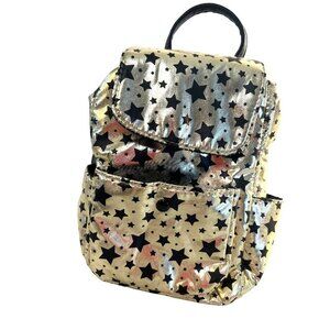 Girls Mini Backpack/Purse Gold Black Stars 8x7